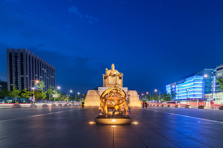 Korea,sejong statue in seoul city, south korea.のeditorial素材