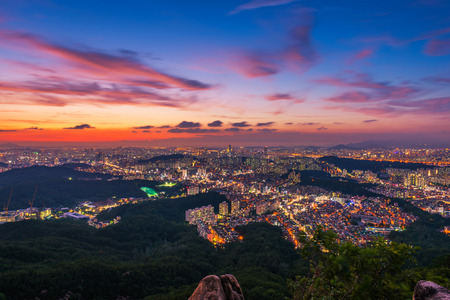 Sunset of Seoul City Skyline, South Korea.