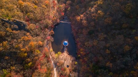 Aerial view autumn of naejangsan nationnal park,South Koreaの写真素材