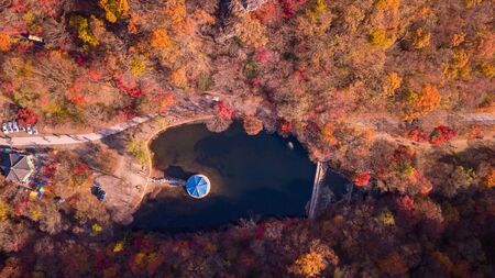 Aerial view autumn of naejangsan nationnal park,South Koreaの写真素材
