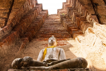 Buddha was created in the chimney in Ayutthaya in Thailandの写真素材