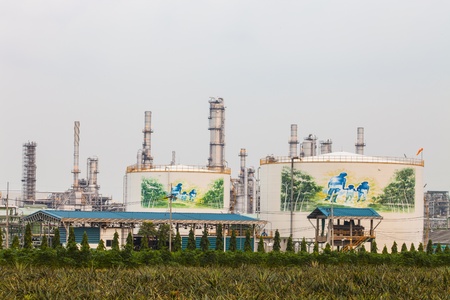 Oil refinery at twilight Bangkok Thailand
