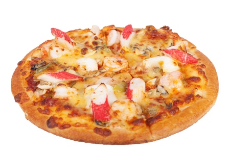 Image of fresh  pizza isolated over white backgroundの写真素材