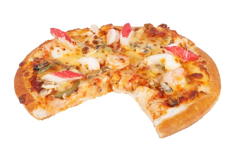 Image of fresh  pizza isolated over white backgroundの写真素材