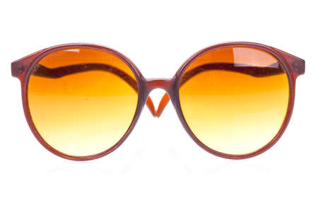 Glasses white background with a macro lensの写真素材