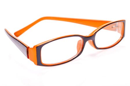 Glasses white background with a macro lensの写真素材