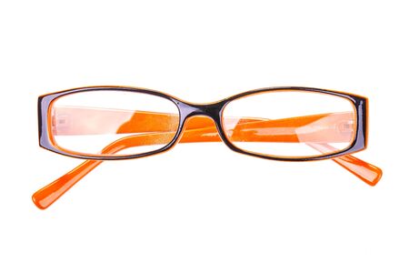 Glasses white background with a macro lensの写真素材