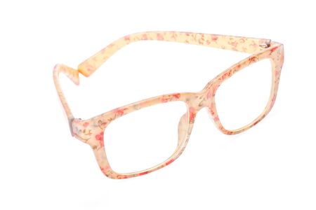 Glasses white background with a macro lens.の写真素材