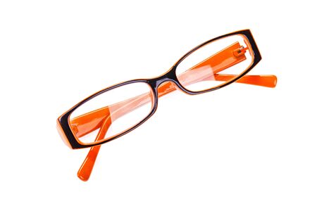Glasses white background with a macro lens の写真素材