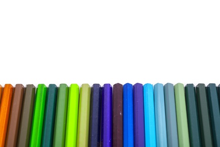 Colored pencils on white background.の写真素材