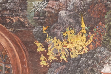 Murals at Wat Phra Kaew.のeditorial素材