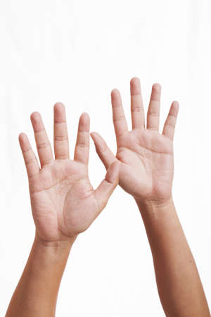 Businessman hand on white background の写真素材