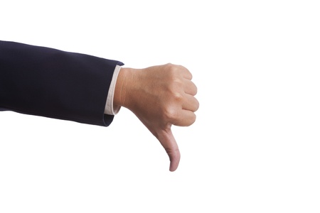 Businessman hand on white background.