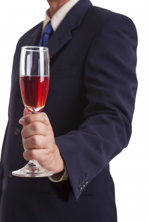 Businessman holding wineの写真素材