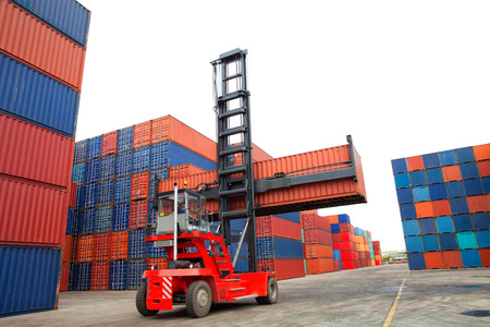 Containers in the port of Laem Chabang in Thailand の写真素材