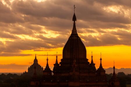Fields Pagoda in Myanmar morningの写真素材