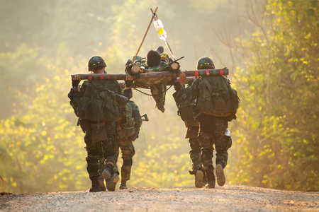 The transport of wounded soldiers to heal.の写真素材
