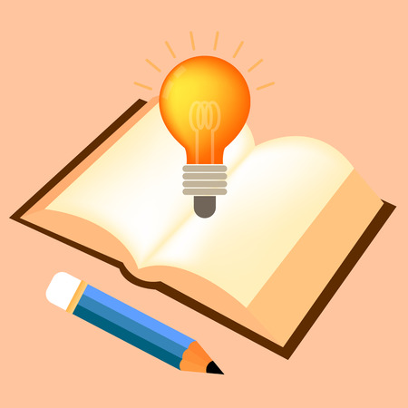 Vector symbols to reflect the creativity. Including bulb book and pencil in a lovely style.のイラスト素材