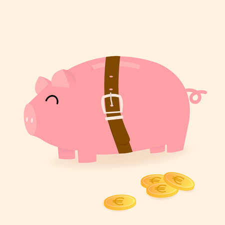 piggy bank be tight with a beltのイラスト素材