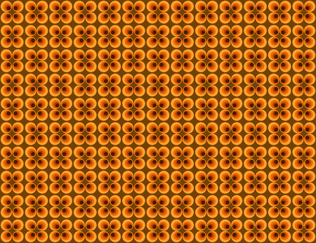 pattern of circle shape overlay in yellow, orange and dark brown color in retro style.