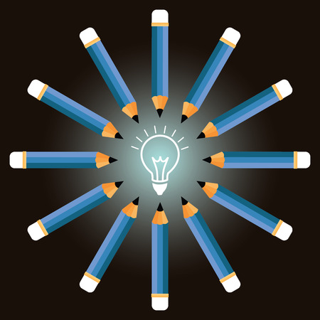 vector of same many pencil to create new idea in concept teamwork are strong and can make new ideaのイラスト素材