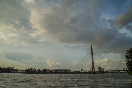 Rama VIII Bridge on twilight sky