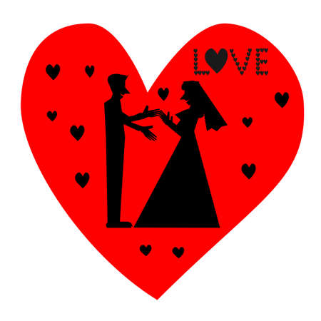 Silhouette, wedding invitation card vectorのイラスト素材