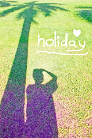 Man and betel palm shadow, Holiday