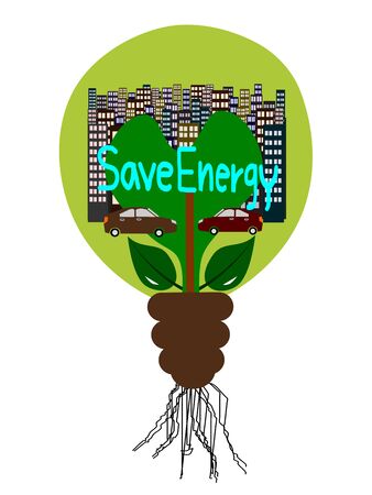 Save Energy Light bulb, Energy Conservation Vectorのイラスト素材