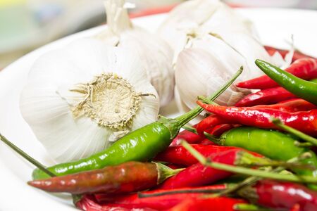 chili and garlic, food ingredientの写真素材