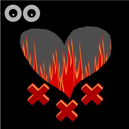 XXX Symbol, Fire In Heart Vectorのイラスト素材