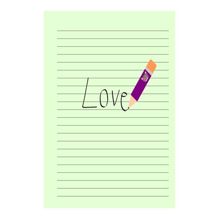 Write love word on notebook paper, vectorのイラスト素材