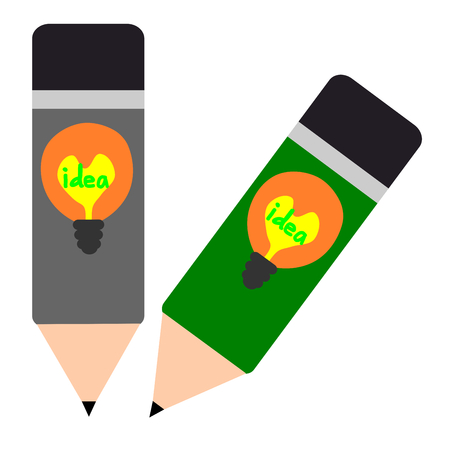 Light bulb picture on pencil, Write idea, Idea pencil vectorのイラスト素材