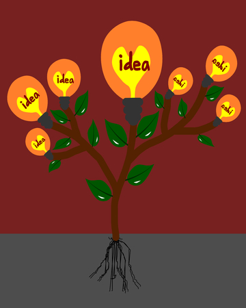 Idea light bulb tree vector, Idea treeのイラスト素材