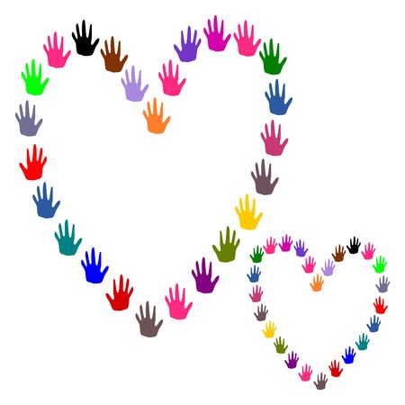 Colorful hands arranged  heart shaped vectorのイラスト素材