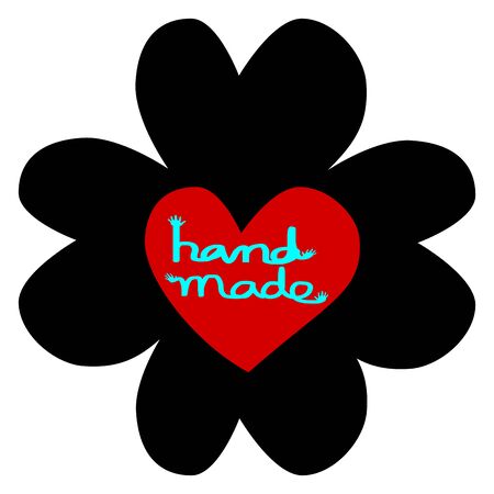 Handmade symbol, Handmade label flower heart shape vectorのイラスト素材