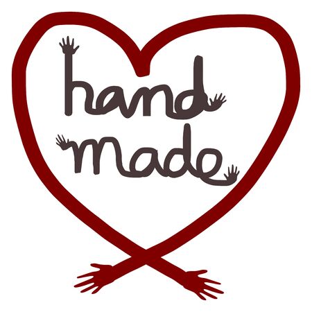 Handmade symbol, Handmade label heart shape vectorのイラスト素材
