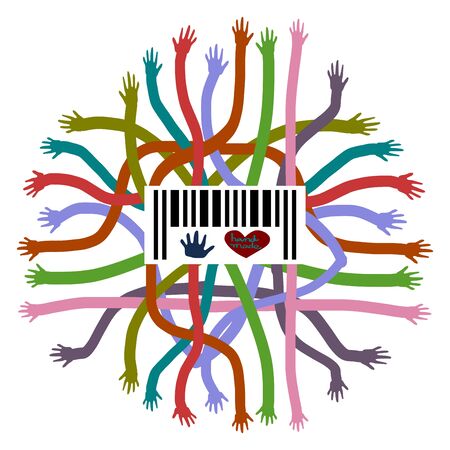 Hand shape symbol, Hand shape label, Colorful hand vectorのイラスト素材