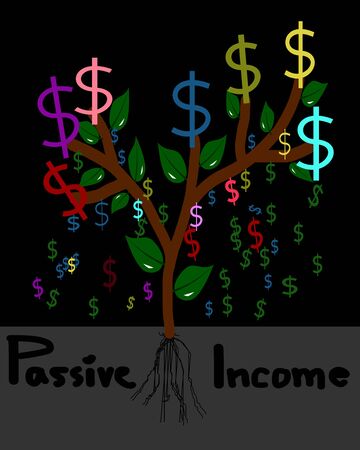 Passive income, money tree vectorのイラスト素材