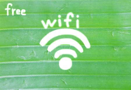 Free wifi symbol, Banana leaf draw free wifi symbolの写真素材