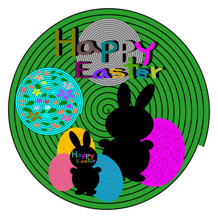 Easter Bunny and Easter eggsのイラスト素材