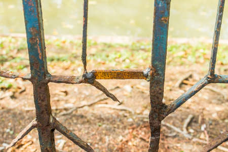 Rusty Fence, metal fence, iron fenceの写真素材