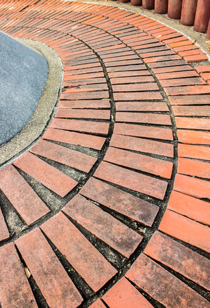 Ramp Down, brick floorの写真素材