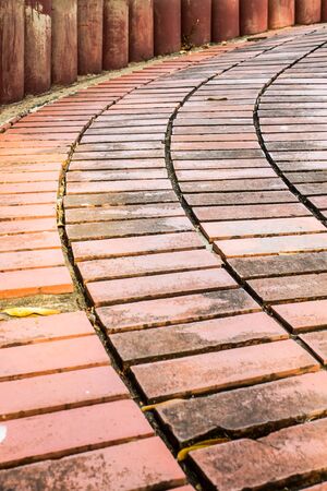 Ramp Up, brick floorの写真素材
