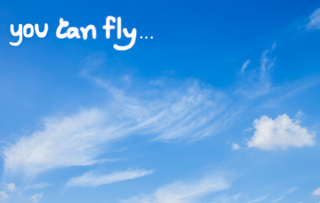 Sky background write You can flyの写真素材