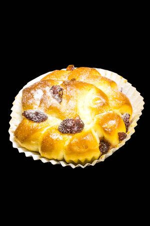 Berries Bread on black backgroundの写真素材
