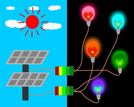Solar energy concept illustration, eco energy solar sun alternative power