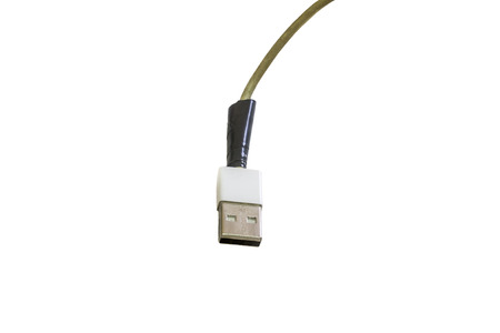 Old USB plug cable isolated on white backgroundの写真素材