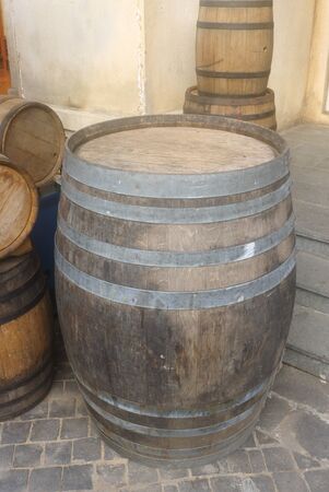 Old wooden barrel for beerの写真素材