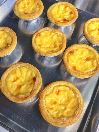Egg tart in a trayの写真素材